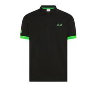 Sun68, Homme, Tops, Noir, Taille: M Polo Big Logo Fluo S/S