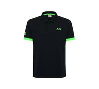 SUN68 Polo avec Maxi Logo en Coton, Noir , Large
