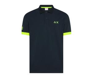 Sun68 - Polo Big Logo Fluo - Homme - Tops - Bleu - Taille: S