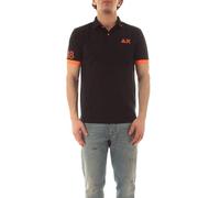 SUN68 Polo Noir Logo Fluo S/S A35122 Homme, Noir , Large