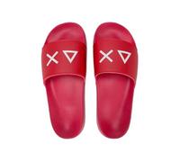 SUN68 Sandales Homme Rouge avec Logo Blanc Sandales Slide d'Été, rouge, 45 EU