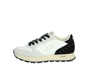 SUN68 Sneaker Running Ally Studs in Pelle/Suede Bianco Donna D24SU16 Z43206 37