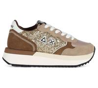 SUN68 Sneaker Running Big Ally Glitter in Pelle/Ecopelle oro/Marrone Donna D25SU14 Z44217