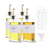 sunal Distributeur d'huile d'olive,ensemble de 4 bouteilles de distributeur d'huile d'or pour la cuisine, ensemble de distributeur d'huile et de vinaigre de 500ml/16,9 OZ,bouteille d'huile en verre