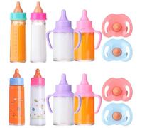 SunaOmni Biberons pour poupées avec tétines, Lot de 6 biberons simulés pour poupées avec Lait ou jus Qui disparaissent, Accessoires pour de Jeu, Cadeau pour Enfants, Chien en Peluche, Chien en pel