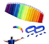 SunaOmni Cerf-Volant acrobatique Arc-en-Ciel 1, 4 m Double Ligne Kite Power Kite Flying Tools Cerf-Volant de Sport acrobatique Arc-en-Ciel (Planche de Ligne Couleur aléatoire) - pour Enfants