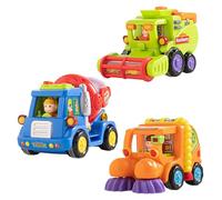 SunaOmni Ensemble de 3 Voitures Jouets, Jouets de Construction Comprenant Une Moissonneuse, Une balayeuse, des camions malaxeurs à béton pour Enfants, Transformation, Construction, jou