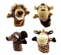 SunaOmni Ensemble de marionnettes à Main en Peluche éléphant Girafe Singe marionnettes à Doigts poupée Jouets pour Enfants 4 pièces Doigts Animal marionnette Main Jeu de rôle marionn