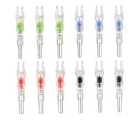 SunaOmni Lot de 12 encoches Lumineuses pour flèches, 4 Couleurs, 4, 6 x 9, 5 cm, LED, pour flèches de 6, 2 mm diamètre intérieur, alimentées par Batterie, pour Arc et