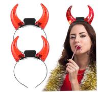 SunaOmni Lot de 2 serre-têtes gothiques lumineux avec cornes de diable alimentées par batterie avec dent dentée et interrupteur