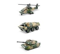 SunaOmni Lot de 3 véhicules Militaires moulés sous Pression en Alliage, modèles de Voitures, Jouets avec Chars d'assaut, hélicoptères, Ensemble Jeu pour Enfants et Tout-Petits