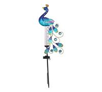 SunaOmni Pluviomètre Lumière Alimenté en Métal Paon Jardin Piquets Étanche Jardin Décorations Pluviomètre en Métal Pluviomètre Décorations Piquets De Jardin Décoration
