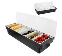 SunaOmni Porte-Condiments avec Détachable 6 Compartiments en Plastique Ingrédients Distributeur De Condiments avec Couvercle Station De Garniture De Pizza Refroidie À Glace Réutilisable pour Maison,