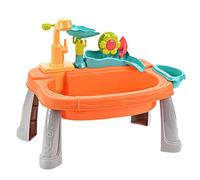 SunaOmni Table à Eau pour Tout-Petits, Table de Jeu à Circulation d'eau avec Robinet Rotatif 180° et Pieds Amovibles, évier en Plastique avec Fruits et légumes, Vaisselle, Jouets de pêche. Jeu