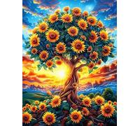SunArbre de Vie Fleuri 500 Pièces Puzzle Famille en Carton Rigide Animaux et Plantes Difficulté Moyenne Activité Familiale Anti-Stress Loisir Créatif Idée Cadeau Anniversaire Premium 500 PCS