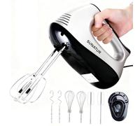 SUNATUR Manual Mixer Electric Egg Beater, 300W Motor Power, Food Kitchen Mixer, Baking Cakes, Cream and Other Foods, Six-Rod Design/Automatic Speed Control + 5 Speed Settings + Pop-Up Button