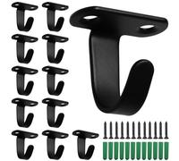 Sunature 12 Pièces Crochet de Plafond en Acier Inoxydable Noir, Crochet à Serviette Patère à Suspendre au Plafond pour Salle de Bain Cuisine Serviettes