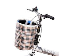 Sunbbingsp 1 Pcs Panier Avant de Vélo, Panier de Vélo Pliable, Panier de Guidon de Velo avec Crochet pour Petit Animal de Compagnie, épicerie, Camping en Plein Air, Pique-Nique(Beige), 23 * 30cm