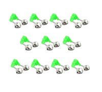 Sunbbingsp Clochette de Peche, 10 Pcs Alarme de Pêche, Cloche D'alarme de Pêche pour la Pêche en Mer Cannes à Pêche en Plein Air Accessoires de Pêche, Métal(Ton Vert et Argent)