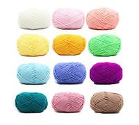 Sunbbingsp Fils de Coton, 12 Pcs Coton a Crocheter, Laine à Tricoter Coton, Coton pour Crocheter, Tricot Coton Lot de Coton a Crochet, Fil Coton a Tricoter pour Tricot et Crochet