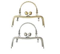 Sunbbingsp Lot de 2 cadres pour portefeuille, fermeture à baiser, fermeture à portefeuille, fermeture pour sac à main (bronze, argent)