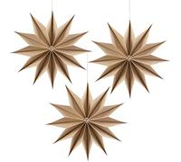 SUNBEAUTY Étoiles en papier marron à 12 pointes, 30,5 cm à suspendre pour Noël, mariage, anniversaire et fête à la maison