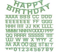 SUNBEAUTY Guirlande de lettres à faire soi-même - Bannière alphabet vert personnalisable - Plus de 100 lettres - Décoration de fête