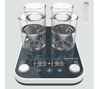 SUNBGRPYE Agitateur MagnéTique Quadruple (4 * 1000ml), Agitateur éLectrique De Laboratoire, ContrôLe Synchrone/Asynchrone, RéGulation De Vitesse (50-1500rpm) + Temporisation (1min-24h)