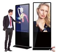 SUNBGRPYE Lecteur Publicitaire sur Pied, éCran D'Affichage NuméRique, éCran Tactile HD 1080P, avec EntréE WiFi/USB / RJ45 + Reconnaissance De Disque U, Plusieurs Modes D'éCran Partagé,65in