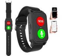 SUNBGRPYE Montre Connectée 4G, avec Bouton SOS Et Appel Vocal Bidirectionnel, Géolocalisation GPS, Compatible avec Les Cartes Sim, Montre De Sécurité Spécialement Conçue pour Les Seniors Black