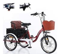 SUNBGRPYE Tricycle éLectrique Adulte 350W, VéLo à Trois Roues De 20 Pouces, Autonomie De 35 à 40 Km/H - 48V 12Ah, Charge De 150 Kg | éCran LCD | Vitesse Maximale De 20 Km/H, pour Les Courses,D