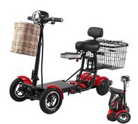 SUNBGRPYE VéLo Pliant éLectrique à Quatre Roues, Scooter pour Personnes âGéEs, Double Panier Avant ArrièRe | Double Freins à Disque | 3 Vitesses, Endurance : 25 Km/40 Km,B-15.6Ah/40km