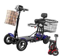 SUNBGRPYE VéLo Pliant éLectrique à Quatre Roues, Scooter pour Personnes âGéEs, Double Panier Avant ArrièRe | Double Freins à Disque | 3 Vitesses, Endurance : 25 Km/40 Km,C-15.6Ah/40km