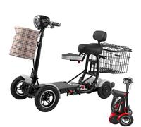 SUNBGRPYE VéLo Pliant éLectrique à Quatre Roues, Scooter pour Personnes âGéEs, Double Panier Avant ArrièRe | Double Freins à Disque | 3 Vitesses, Endurance : 25 Km/40 Km,A-15.6Ah/40km