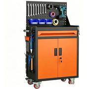sunbiaouk Chariot à Outils à roulettes avec tiroirs - Chariot Utilitaire métallique avec Panneaux perforés latéraux - Unité de Rangement pour Garage, Atelier ou Centre de réparation(Orange)