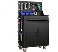 sunbiaouk Chariot à Outils à roulettes avec tiroirs - Chariot Utilitaire métallique avec Panneaux perforés latéraux - Unité de Rangement pour Garage, Atelier ou Centre de réparation(Gray)