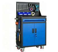 sunbiaouk Chariot à Outils à roulettes avec tiroirs - Chariot Utilitaire métallique avec Panneaux perforés latéraux - Unité de Rangement pour Garage, Atelier ou Centre de réparation(Blue)