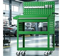sunbiaouk Chariot à Outils mécanique sur Roues, servante d'atelier métallique roulante, Chariot de Travail pour Garage et Atelier de réparation(Green,A)