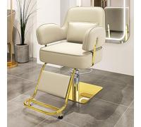 sunbiaouk Fauteuil de Coiffure pivotant à 360° avec Repose-Pieds et Coussin Lombaire en Acier Inoxydable, capacité de Charge de 200 kg (440 lbs)(Beige)