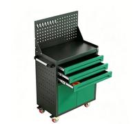 sunbiaouk Servante d'atelier Robuste en Acier - Chariot Utilitaire métallique avec tiroir verrouillable et Panneaux perforés latéraux - Coffre à Outils pour Le Rangement de pièces et d'outils(Green)