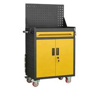 sunbiaouk Servante d'atelier roulante avec Portes verrouillables, Chariot Utilitaire en métal avec séparateur Amovible, Coffre à Outils pour la Maison, Le Bureau, Le Garage et l'atelier(Yellow)