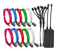 Sunboia 2Pack 5x1M Fil Néon à Pile EL Câble Guirlande Lumineuses 3 Mode Éclairage Fix Clignotant Stroboscope Tube Fluo El Wire Déco Vêtement Festif Soirée Fête Mariage Voiture Vélo Intérieur