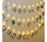 Sunboia Clip photo Guirlande Lumineuse Photo,2-en-1 USB ou 3 piles AA (non incluses) 8 Modes 20 LED d'ambiance Décoration pour la chambre,le salon,la décoration murale photo-blanc chaud
