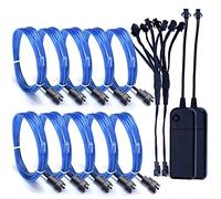 Sunboia El Fil, 5x3.28ft El câble guirlande Lumineuses 3 Mode Éclairage tube fluo 2pc El wire décoration Vêtement,Noël,Fête,Voiture,Vélo(bleu)