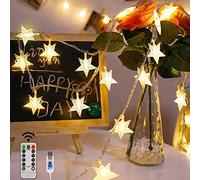 Sunboia étoiles guirlandes, 10M 80 guirlandes lumineuses à LED Étoiles guirlandes étoiles 8 modes LED étoiles guirlandes lumières pour la fête de Noël Halloween maison décoration chambre-blanc chaud