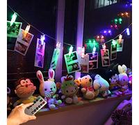 Sunboia - Guirlande lumineuse 2 en 1 USB ou à piles avec clip pour photo, 40 LED + 40 clips + 8 modes + télécommande + minuterie, pour chambre, décoration de mariage, multicolore