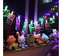 Sunboia Guirlandes lumineuses à clip photo LED,2 en 1,20LED USB et piles photoélectriques à piles Parfait pour accrocher des photos,des notes,des illustrations-multicolore