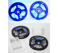 Sunboia LED Ruban,Bande LED,5050 IP65 Étanche Bande 2x1m/30 LED Avec Boite à Pile Kit Bande Lumineuse Flexible Peut-Découpé Clignotant au Néon Decor Rubans pour Meuble,Escalier,Chambre,Cuisine-Bleu