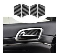 SUNBREATH Lot de 4 autocollants en fibre de carbone véritable pour poignée de porte intérieure - Accessoires de décoration compatibles avec Jeep Grand Cherokee 2021 2020 2019 2018 2017 2016 2015 2014 - Noir