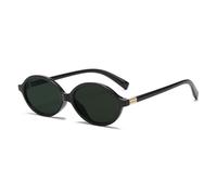 SUNBSR Lunettes de soleil ovales rétro pour homme et femme - Lunettes de soleil rondes - Style années 90 - Ombre vintage, Noir (noir/G15), m